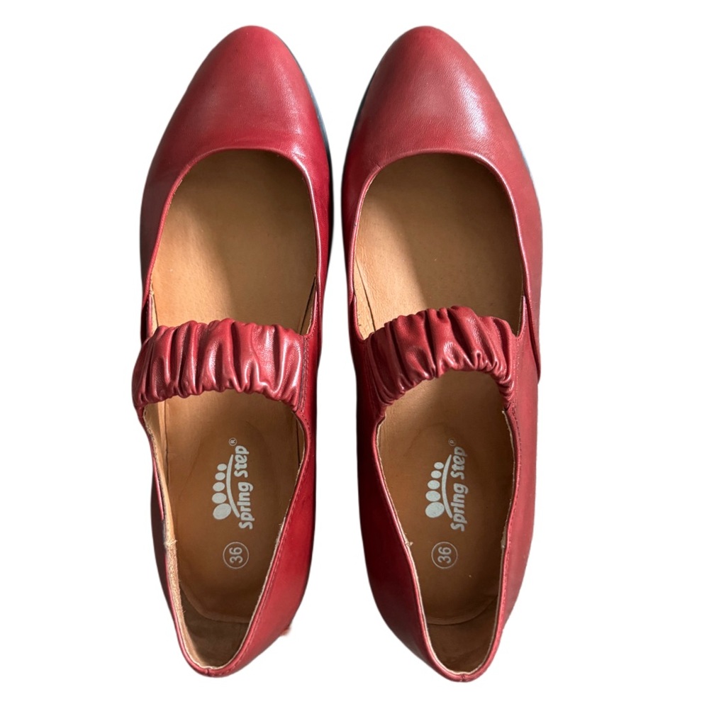 SPRING STEP Leather Ballet Shoe Size 6 36 Red
